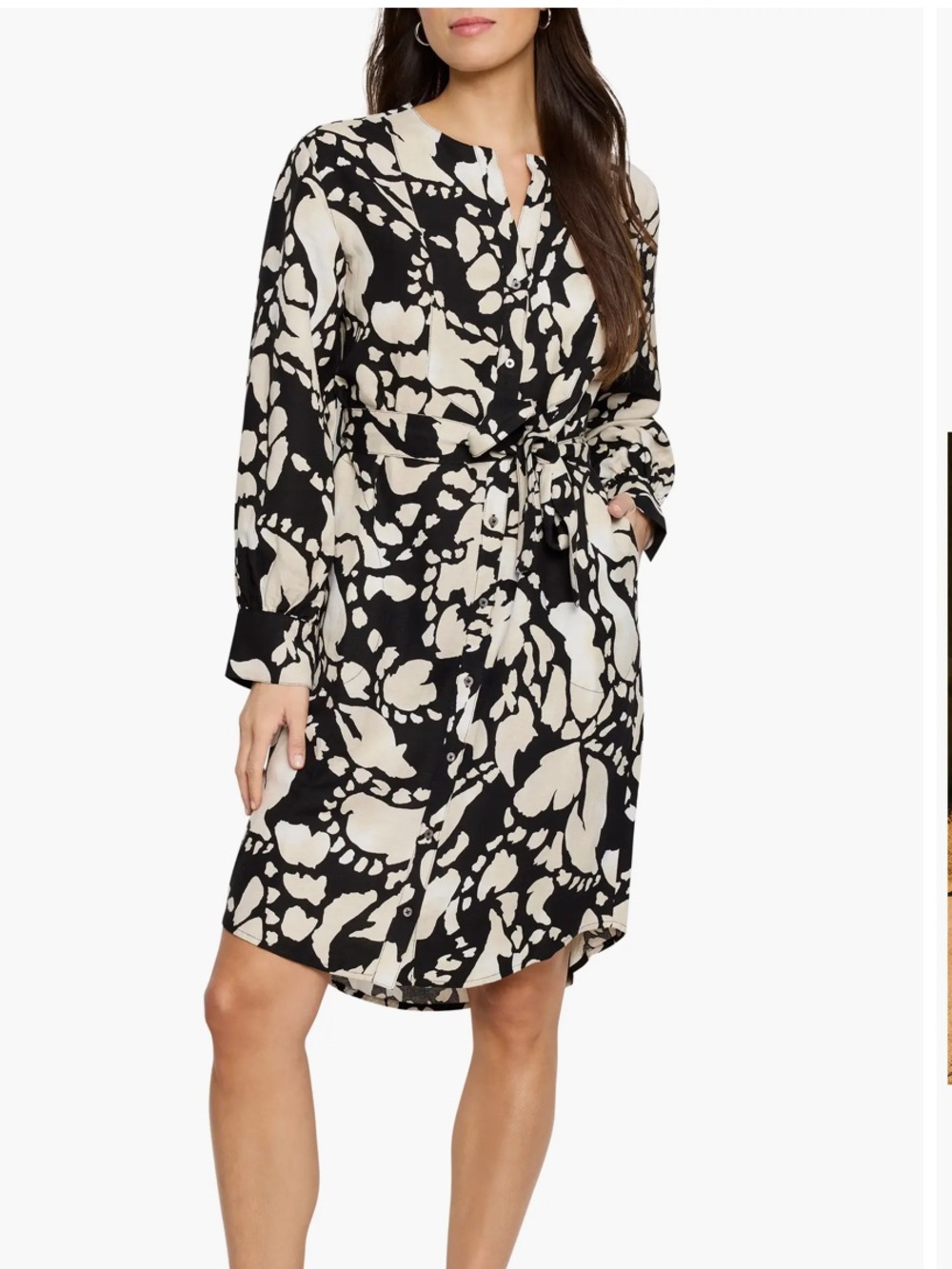 Nic + Zoe  Long Sleeve Linen Blend Dress size Medium petites